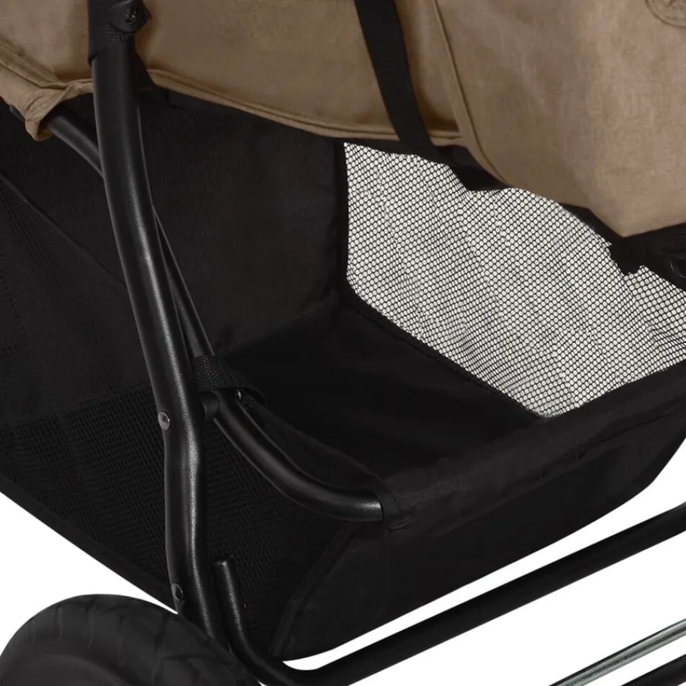 Niños vidaXL Transporte De Bebés-Cochecito de bebé de acero gris taupe