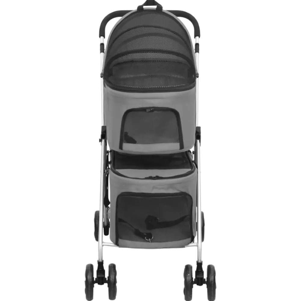 vidaXL Cochecito doble de perros plegable tela oxford 83x48x97cm Gris Clearance
