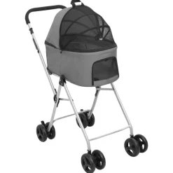 vidaXL Cochecito doble de perros plegable tela oxford 83x48x97cm Gris Clearance