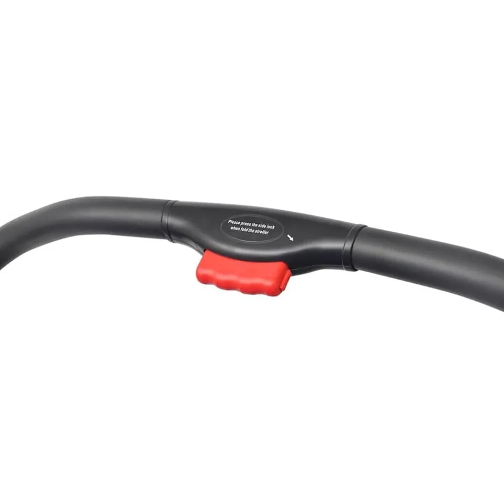 vidaXL Cochecito gemelar de acero y negro Rojo New