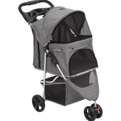 vidaXL Cochecito para perros plegable tela oxford 80x46x98 cm Gris Hot