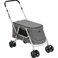 vidaXL Cochecito para perros plegable tela lino 100x49x96 cm Gris Online