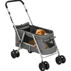 vidaXL Cochecito para perros plegable tela lino 100x49x96 cm Gris Online