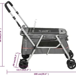 vidaXL Cochecito para perros plegable tela lino 100x49x96 cm Gris Online