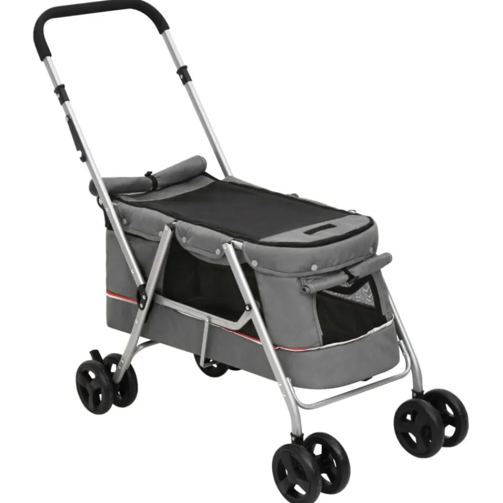 vidaXL Cochecito para perros plegable tela lino 100x49x96 cm Gris Online