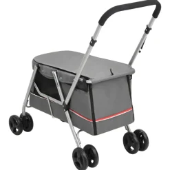 vidaXL Cochecito para perros plegable tela lino 100x49x96 cm Gris Online