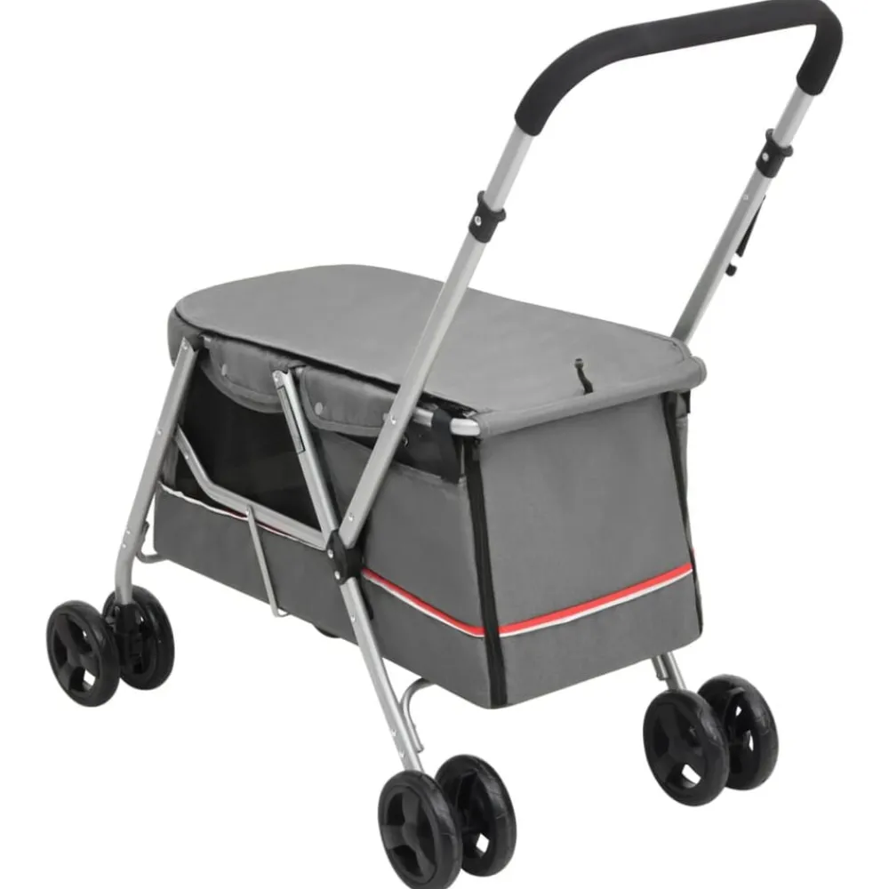 vidaXL Cochecito para perros plegable tela lino 100x49x96 cm Gris Online