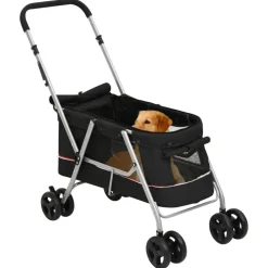 vidaXL Cochecito para perros plegable tela lino 100x49x96 cm Negro Best