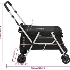 vidaXL Cochecito para perros plegable tela lino 100x49x96 cm Negro Best