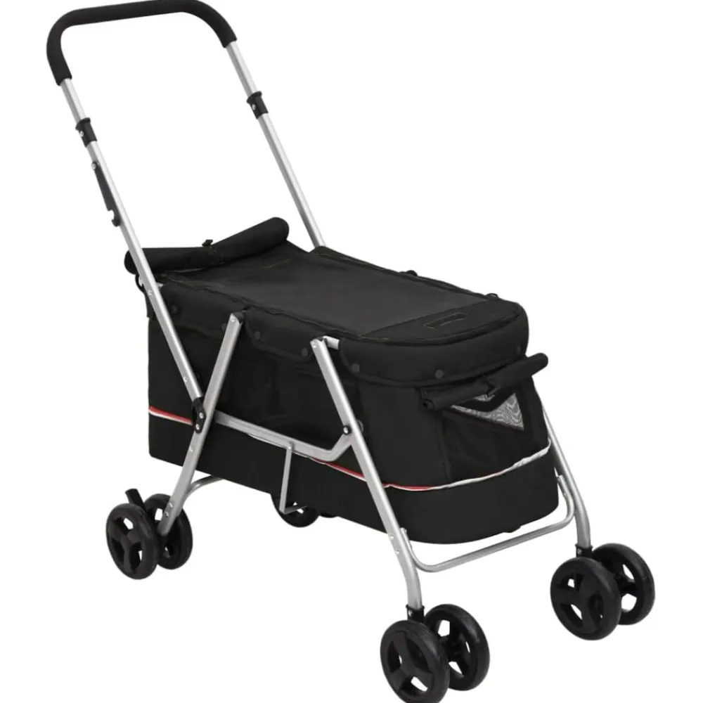 vidaXL Cochecito para perros plegable tela lino 100x49x96 cm Negro Best