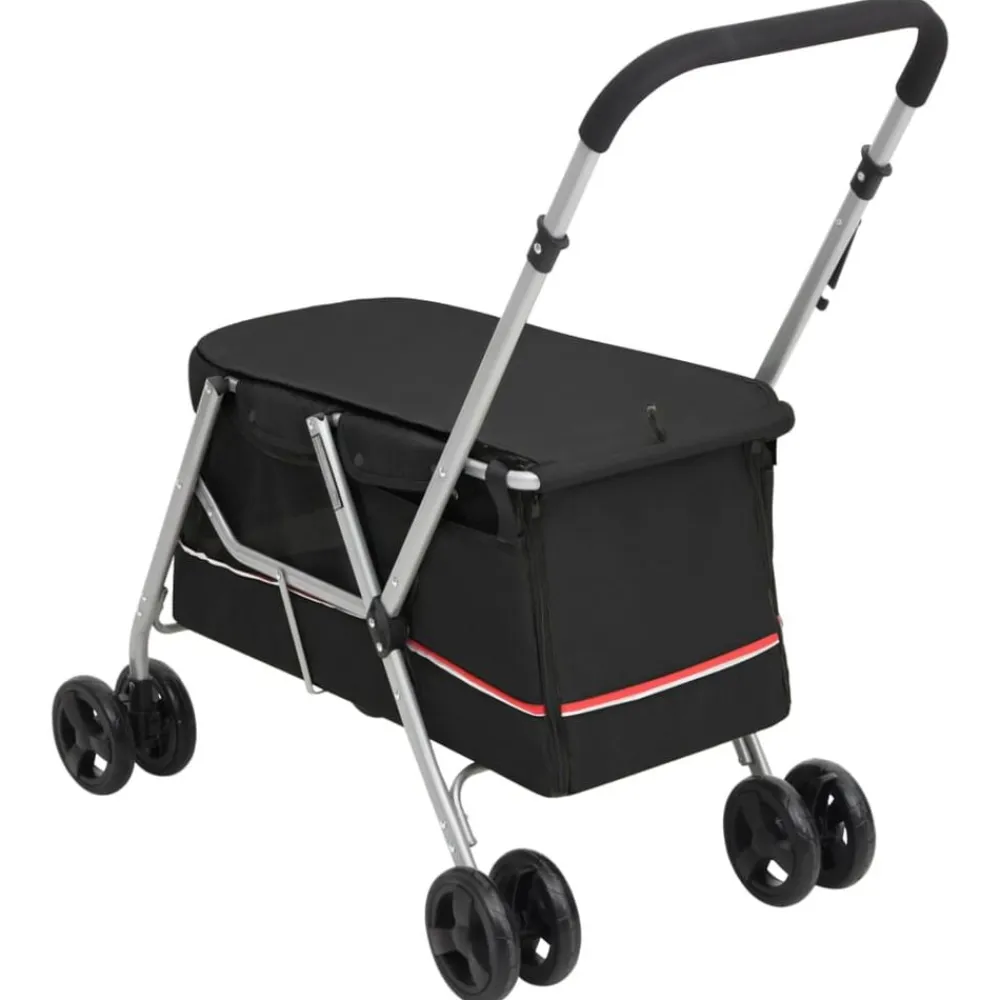 vidaXL Cochecito para perros plegable tela lino 100x49x96 cm Negro Best