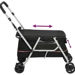 vidaXL Cochecito para perros plegable tela lino 100x49x96 cm Negro Best