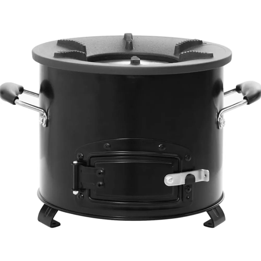 vidaXL Cocina de leña para camping metal negro 36x26x22,5 cm Discount