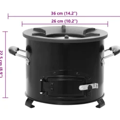 vidaXL Cocina de leña para camping metal negro 36x26x22,5 cm Discount