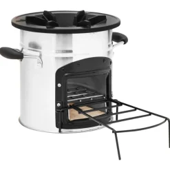 vidaXL Cocina leña camping acero inoxidable plateado 45,5x33x25,5 cm Best