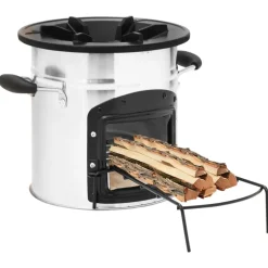 vidaXL Cocina leña camping acero inoxidable plateado 45,5x33x25,5 cm Best