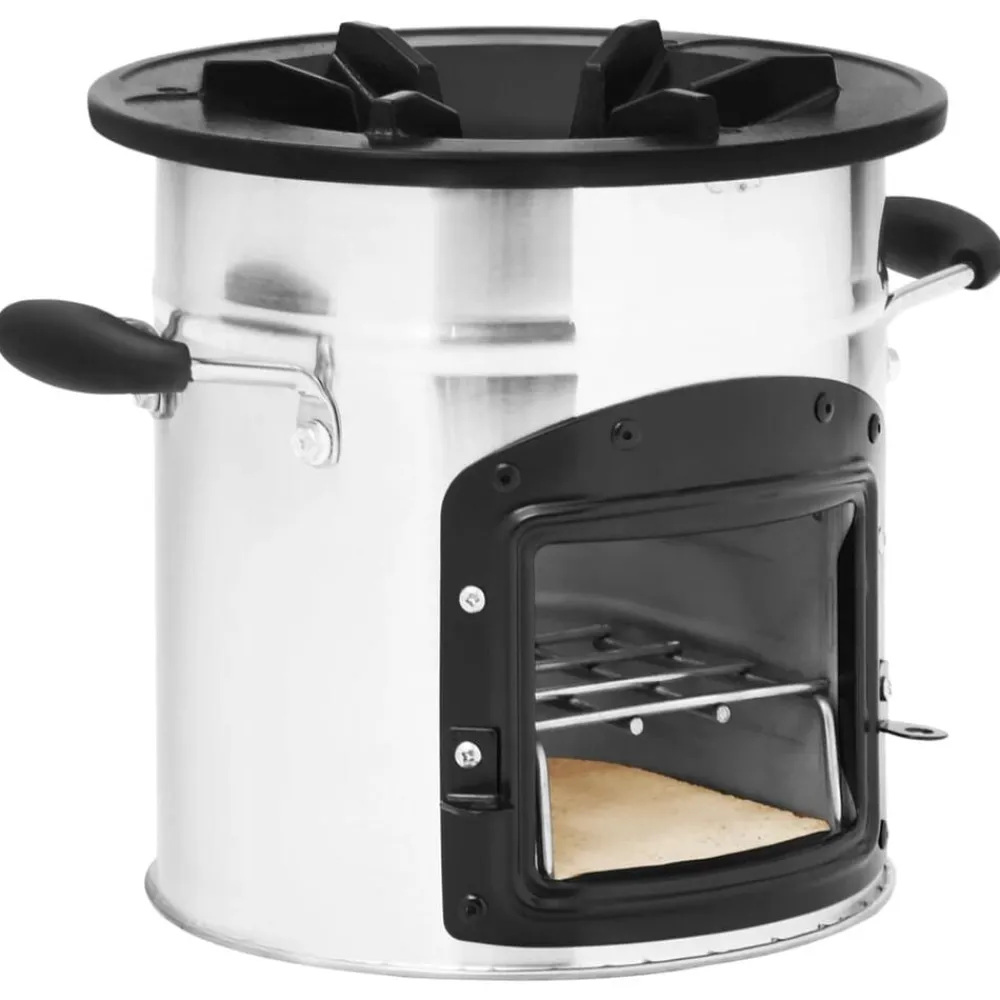 vidaXL Cocina leña camping acero inoxidable plateado 45,5x33x25,5 cm Best