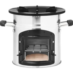 vidaXL Cocina leña camping acero inoxidable plateado 45,5x33x25,5 cm Best