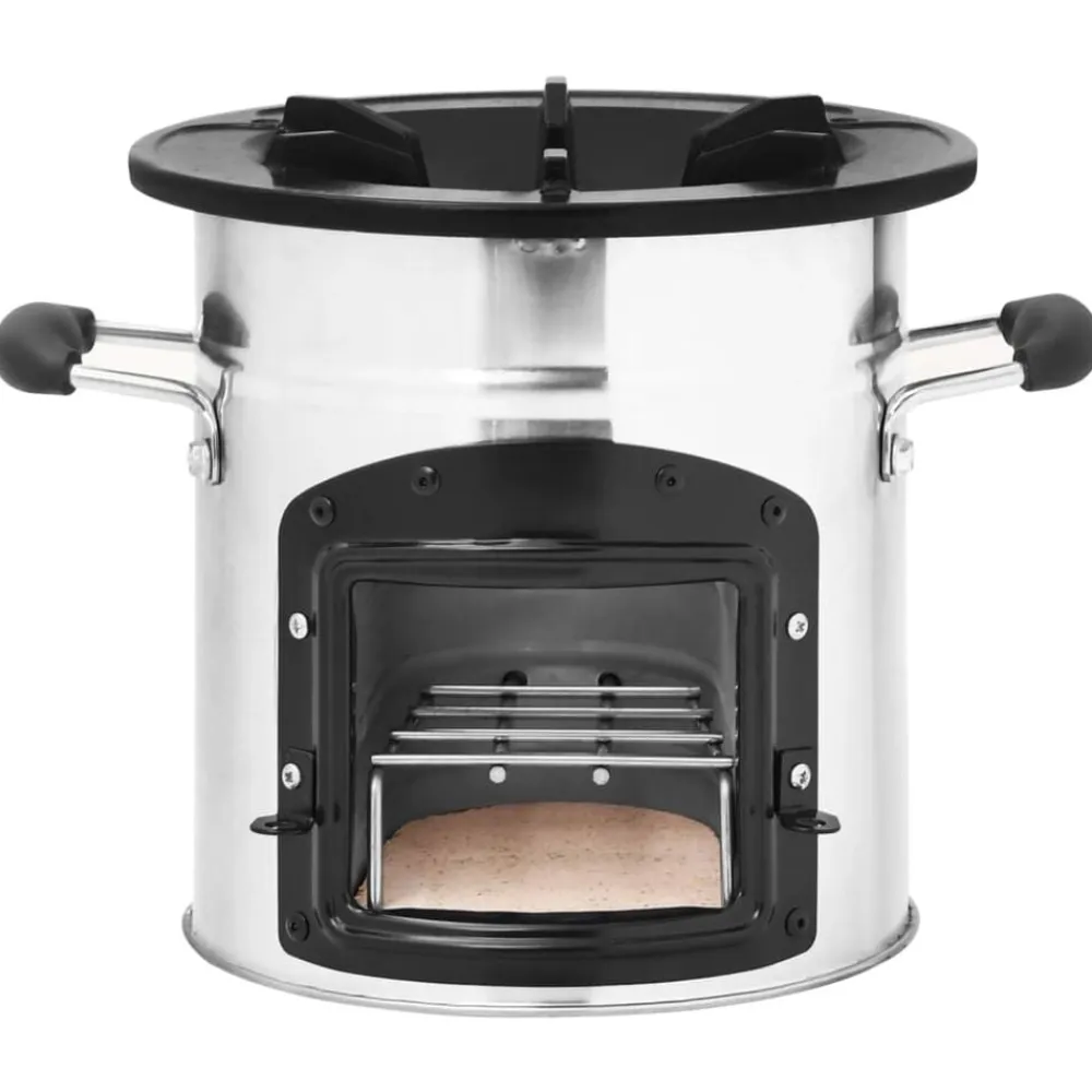 vidaXL Cocina leña camping acero inoxidable plateado 45,5x33x25,5 cm Best