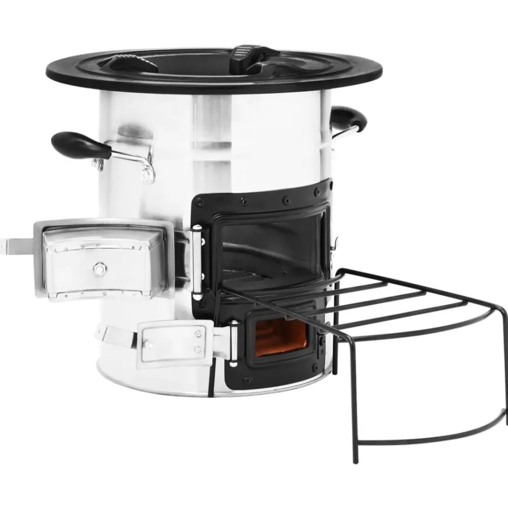 vidaXL Chimeneas-Cocina leña camping acero inoxidable 51,5x35x30,5 cm