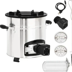vidaXL Cocina leña ventilador USB acero inoxidable plata 35,5x26x28 cm Sale