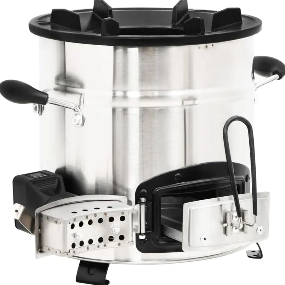vidaXL Cocina leña ventilador USB acero inoxidable plata 35,5x26x28 cm Sale