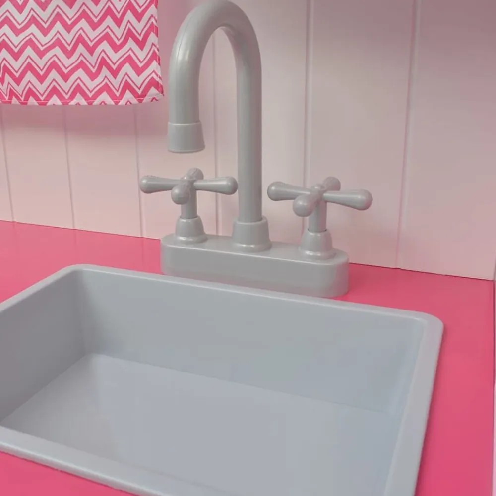 vidaXL Cocinita de juguete de madera rosa y blanca 82x30x100 cm New