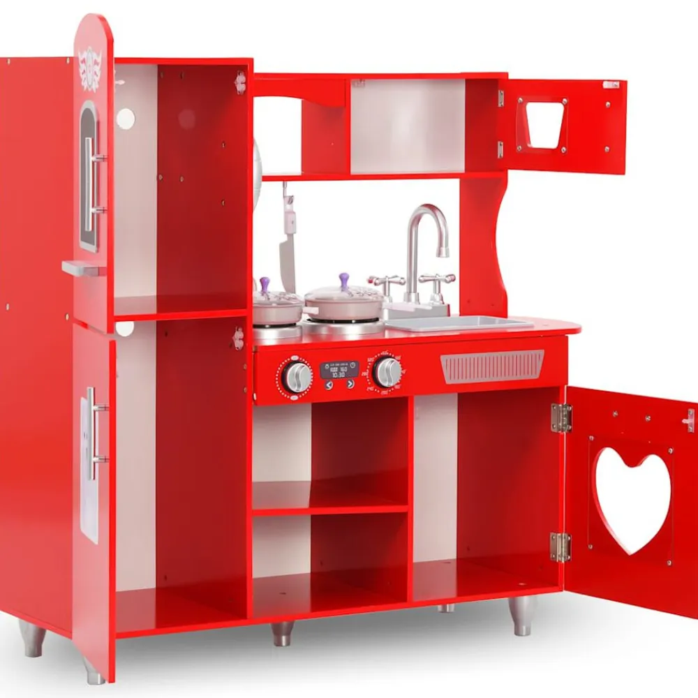 vidaXL Cocinita de juguete MDF roja 80x31x89 cm Hot