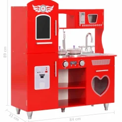 vidaXL Cocinita de juguete MDF roja 80x31x89 cm Hot