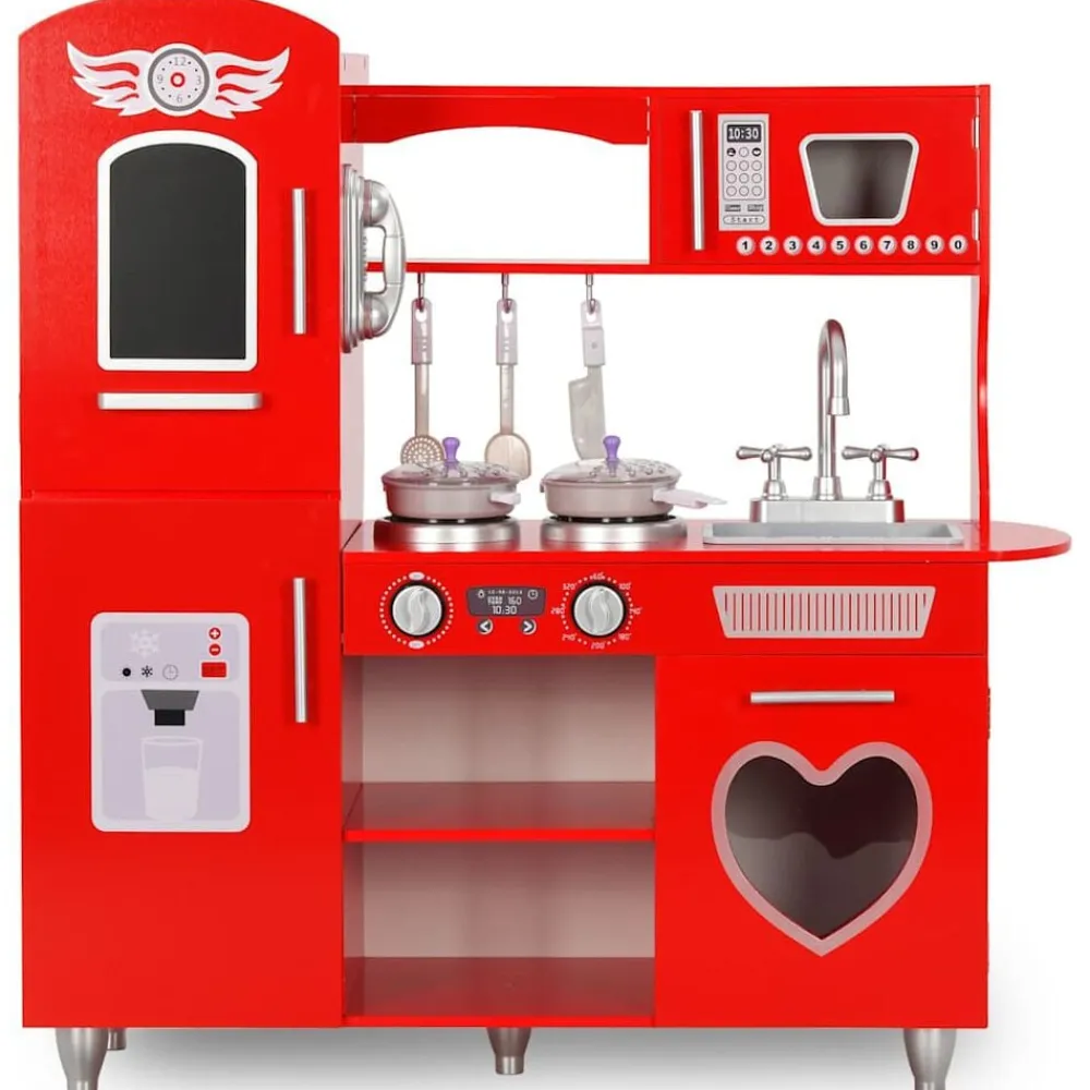 vidaXL Cocinita de juguete MDF roja 80x31x89 cm Hot