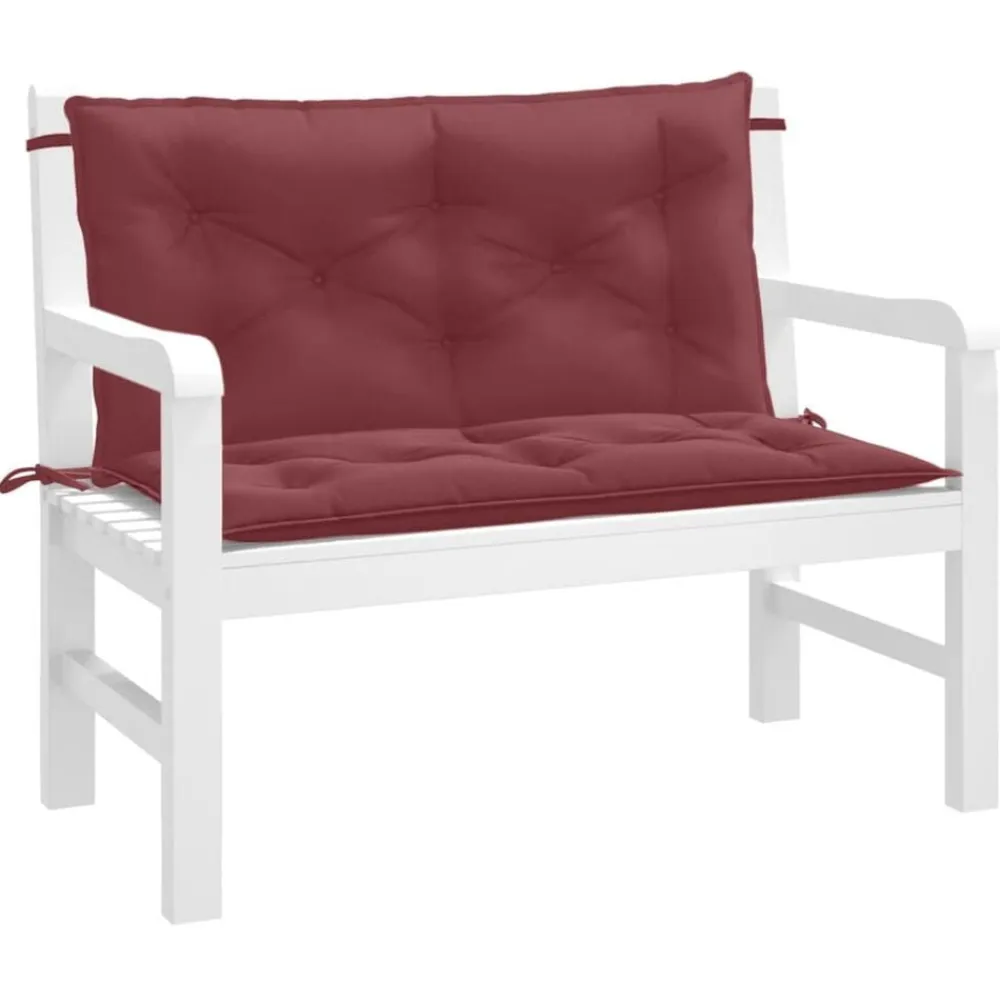 vidaXL Cojines banco jardín 2 uds tela rojo tinto melange 100x50x7 cm rojo tinto mezcla Online