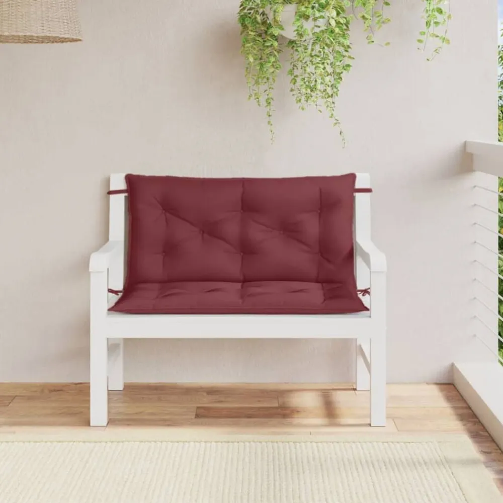 vidaXL Cojines banco jardín 2 uds tela rojo tinto melange 100x50x7 cm rojo tinto mezcla Online