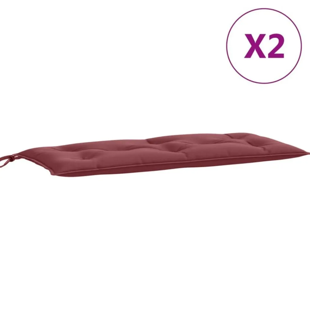 vidaXL Cojines banco jardín 2 uds tela rojo tinto melange 100x50x7 cm rojo tinto mezcla Online