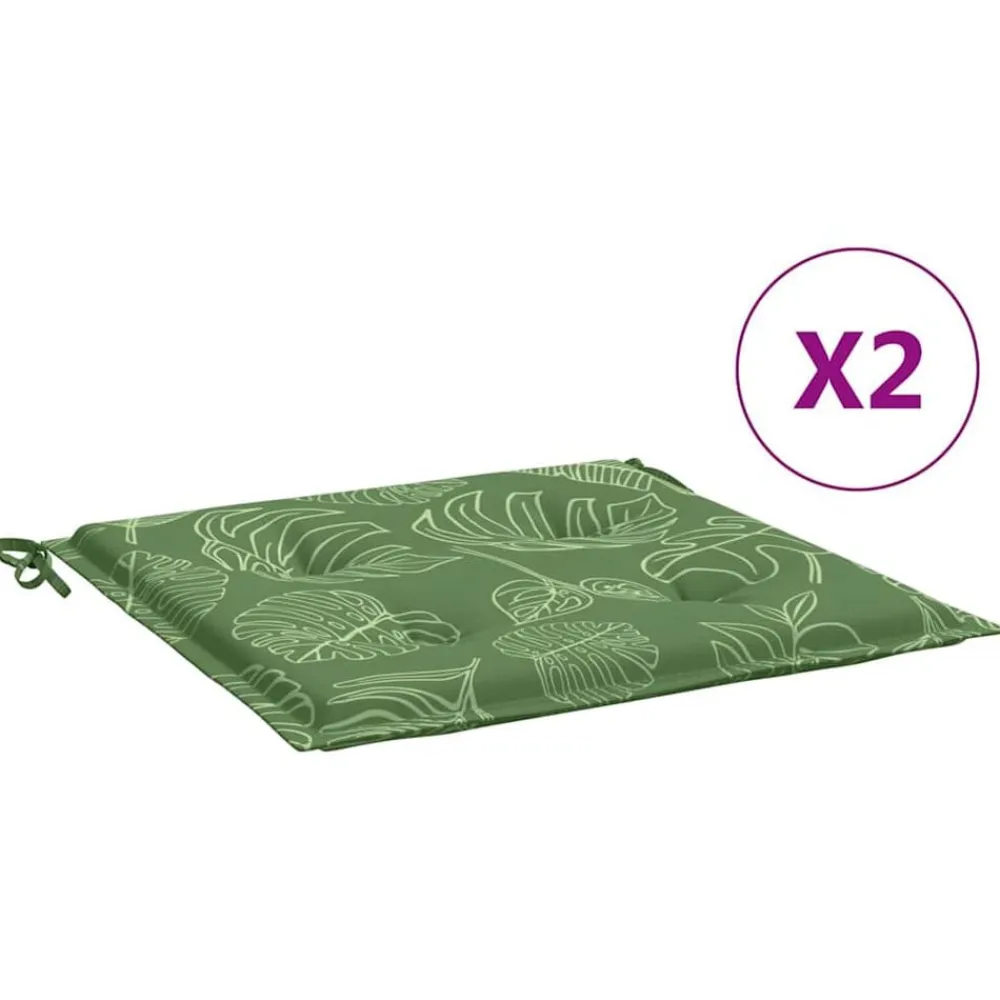 vidaXL Cojines de silla 2 uds tela estampado de hojas 40x40x4 cm Diseño de hojas
