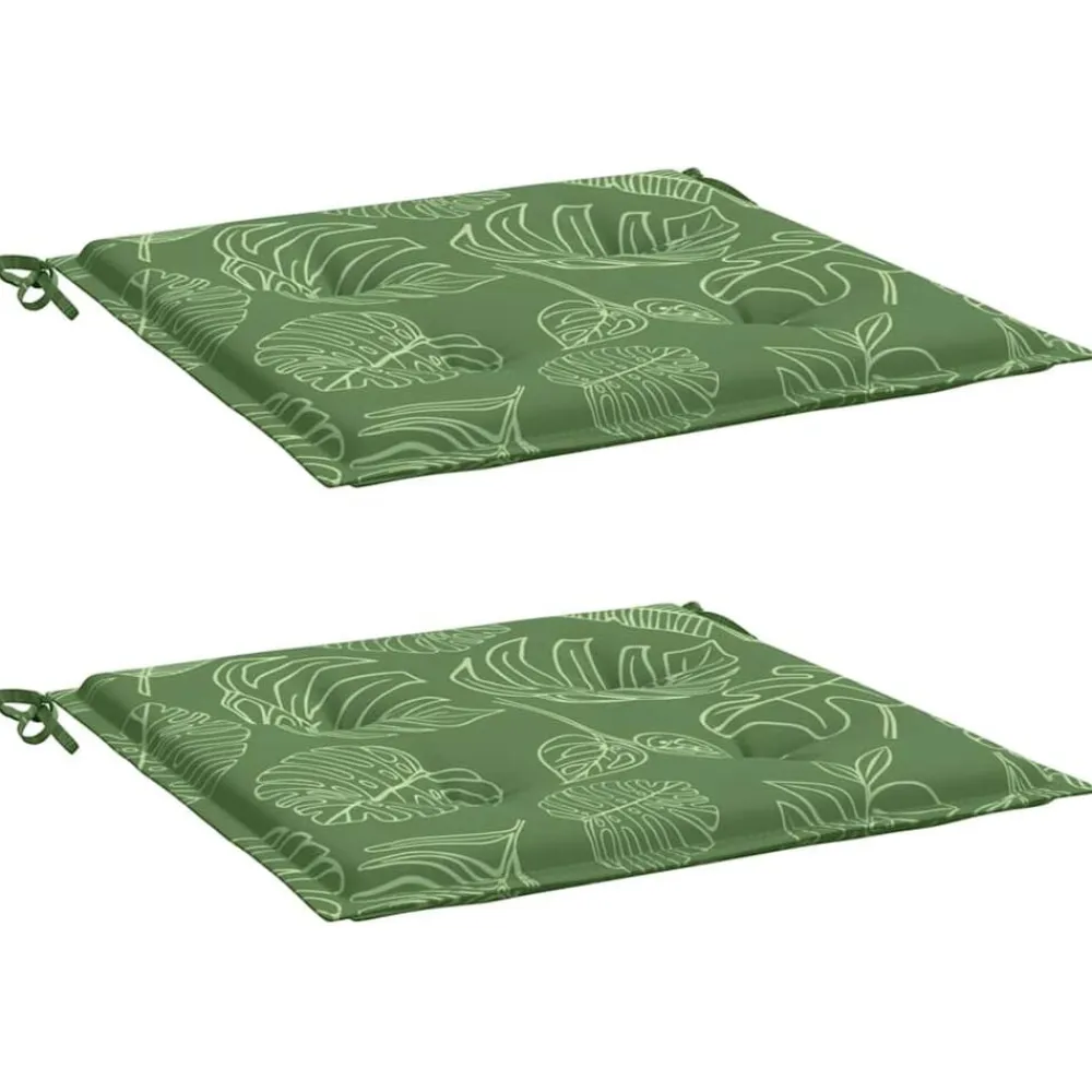 vidaXL Cojines de silla 2 uds tela estampado de hojas 40x40x4 cm Diseño de hojas