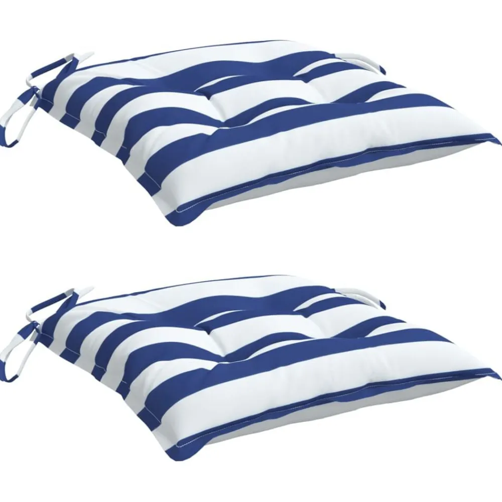 vidaXL Decoración-Cojines de silla 2 uds tela Oxford rayas azul blanco 50x50x7 cm
