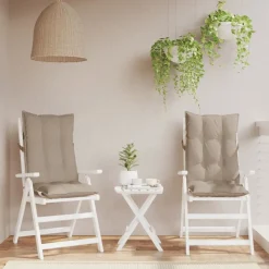 vidaXL Cojines de silla con respaldo alto 2 uds tela Oxford gris taupe Taupé Hot