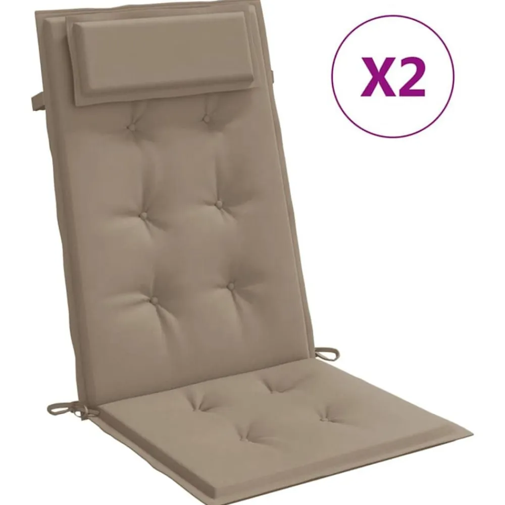 vidaXL Decoración-Cojines de silla con respaldo alto 2 uds tela Oxford gris taupe