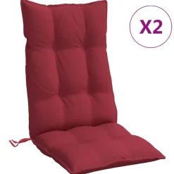vidaXL Decoración-Cojines de silla con respaldo alto 2 uds tela Oxford rojo tinto