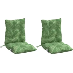 vidaXL Cojines de silla de respaldo bajo 2 uds tela estampado de hojas Diseño de hojas Discount