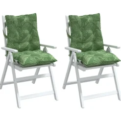 vidaXL Cojines de silla de respaldo bajo 2 uds tela estampado de hojas Diseño de hojas Discount