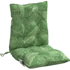 vidaXL Cojines de silla de respaldo bajo 2 uds tela estampado de hojas Diseño de hojas Discount