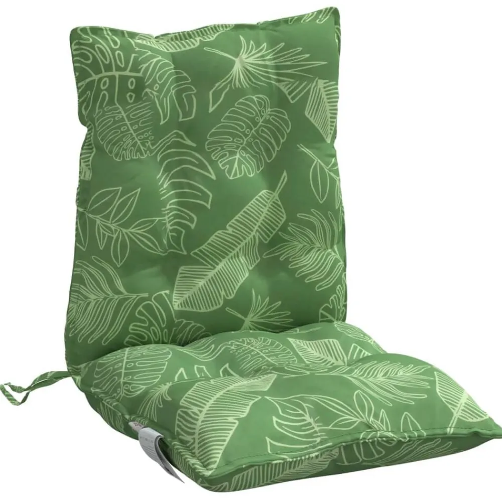 vidaXL Cojines de silla de respaldo bajo 2 uds tela estampado de hojas Diseño de hojas Discount