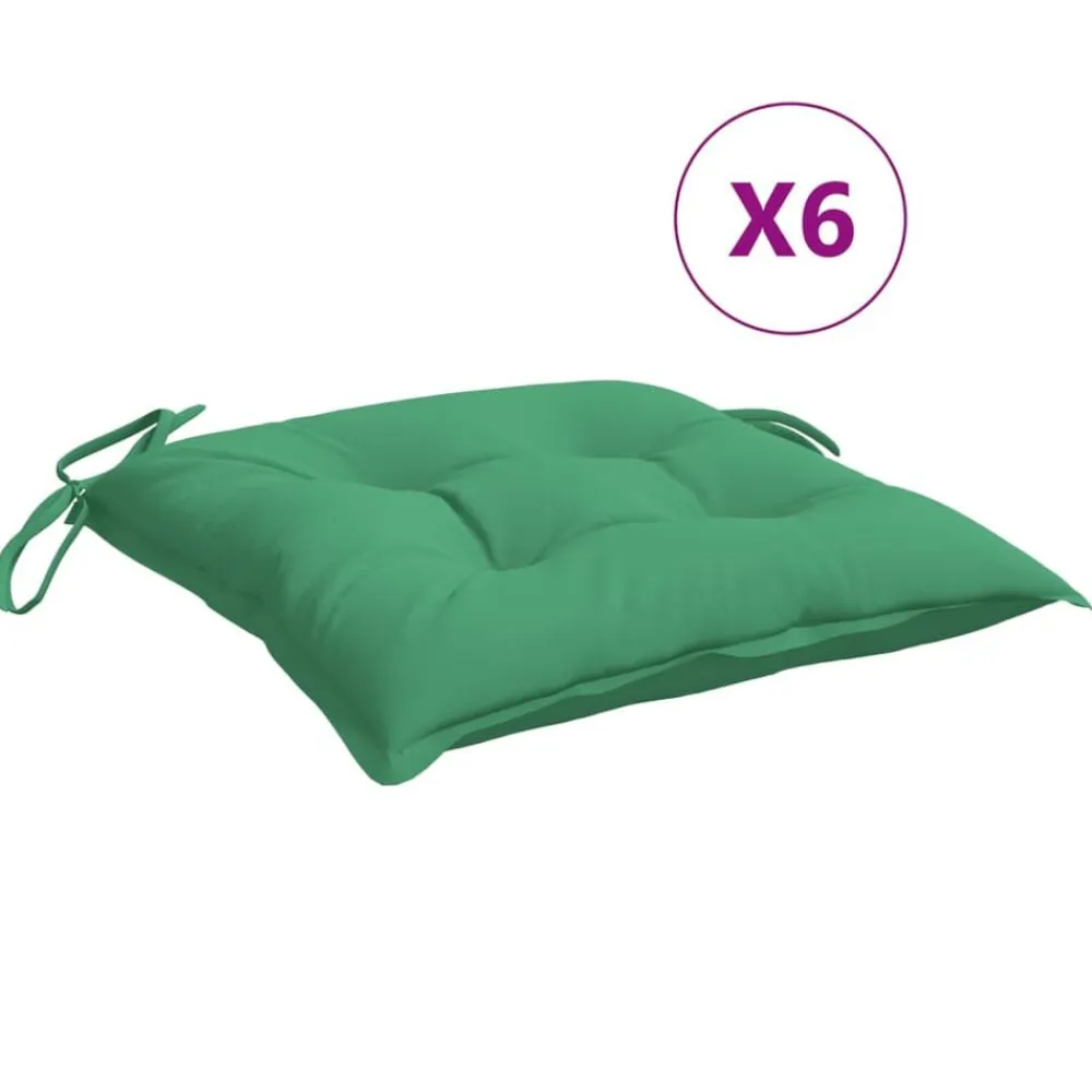 vidaXL Cojines de silla de jardín 6 uds tela Oxford 40x40x7 cm Verde Hot