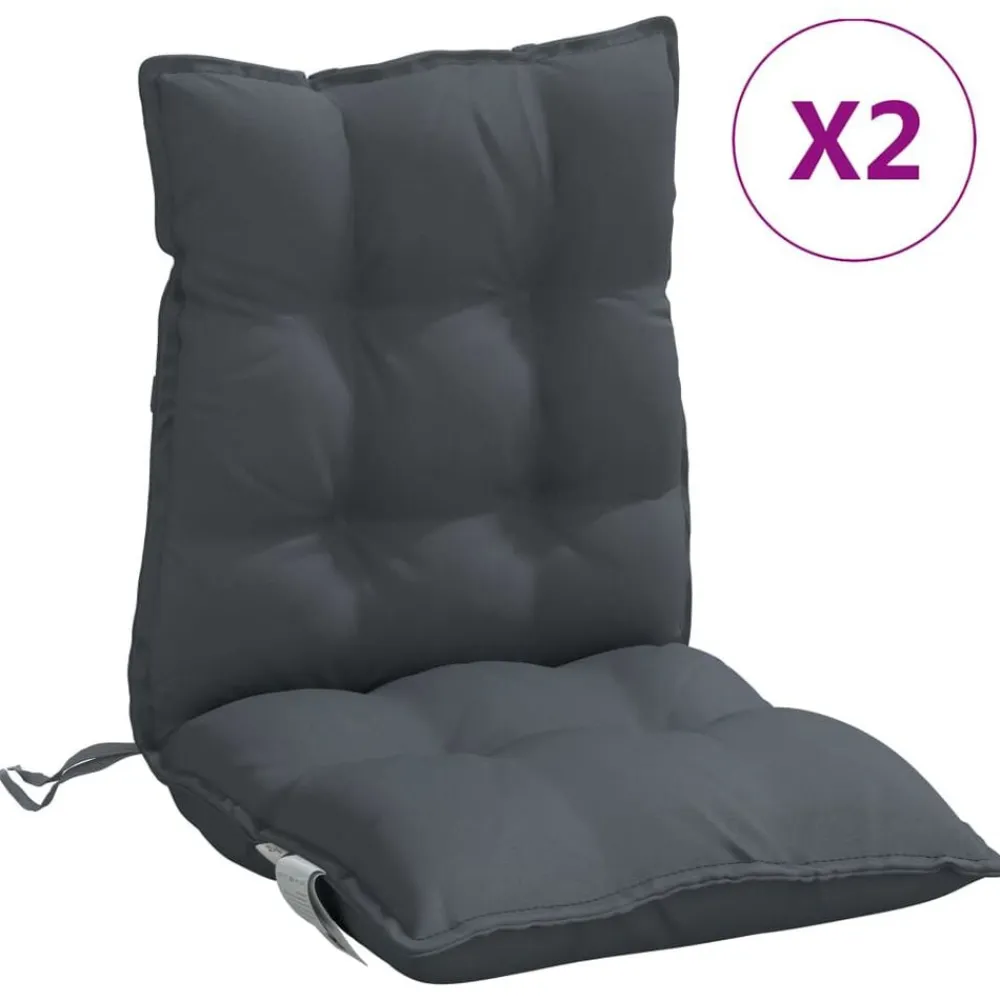 vidaXL Cojines de silla respaldo bajo 2 uds tela Oxford gris Antracita Clearance