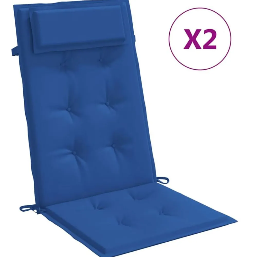 vidaXL Cojines de silla respaldo alto 2 uds tela Oxford klein Azul Discount