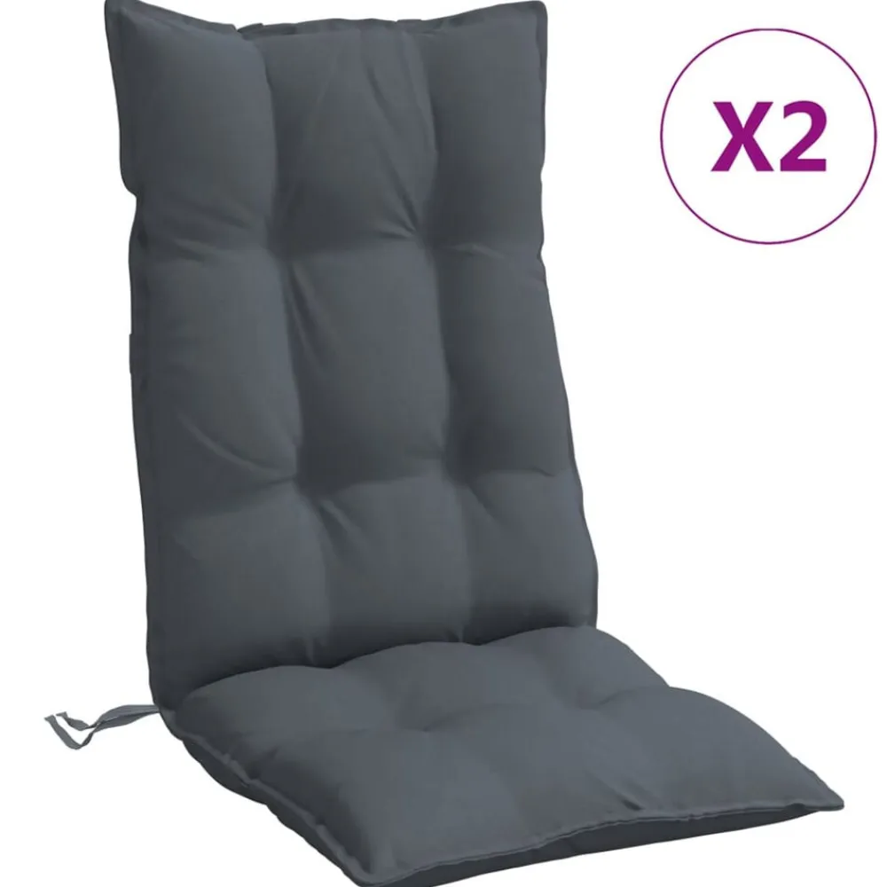 vidaXL Cojines de silla respaldo alto 2 uds tela Oxford gris Antracita Discount