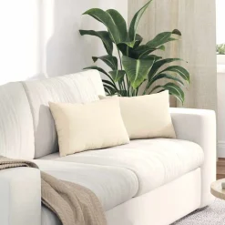 vidaXL Cojines de sofá 2 pcs 50 x 30 cm Tela de pana Crema Hot