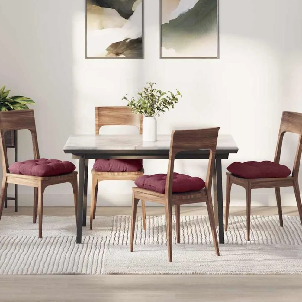 vidaXL Cojines para asiento 4 pcs Rojo vino 40 x 40 x 12 cm tela Rojo vino tinto Hot