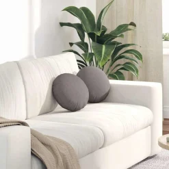 vidaXL Cojines para asiento 2 pcs Ø30 x 13 cm tela Taupé Online
